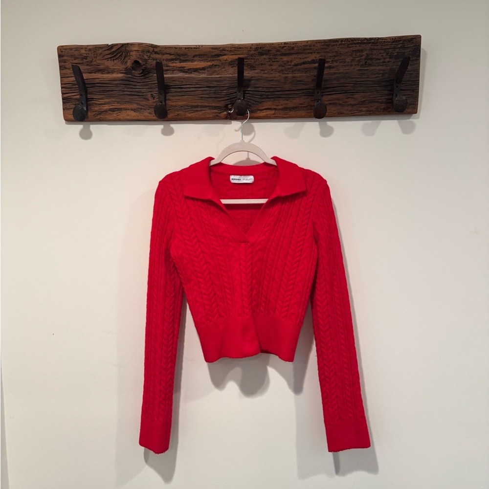Bershka Vibrant Red Knit Sweater